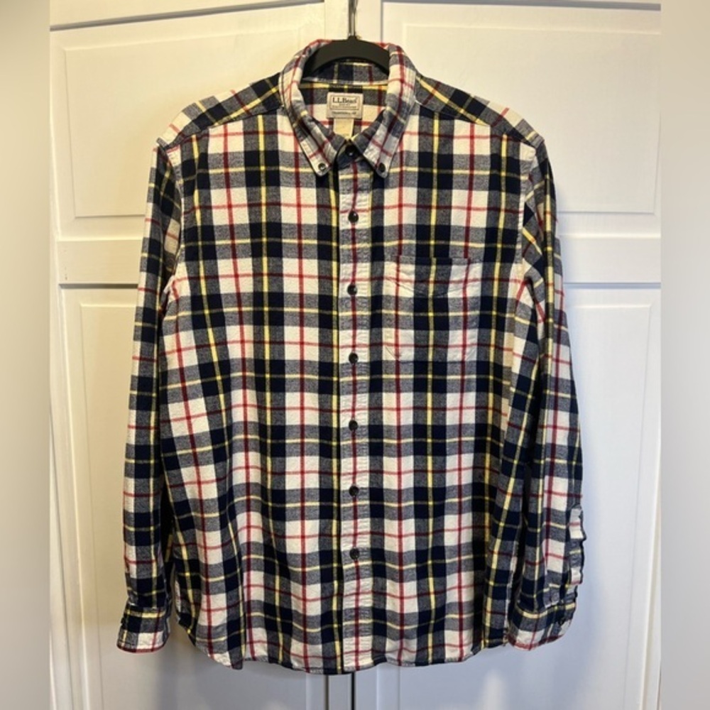 L.L. Bean Men's Traditional Fit Scotch Plaid Flannel Shirt Size Large-Reg